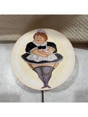 Vintage Decorative Round Box Set Victorian Lady Illustration 1970s